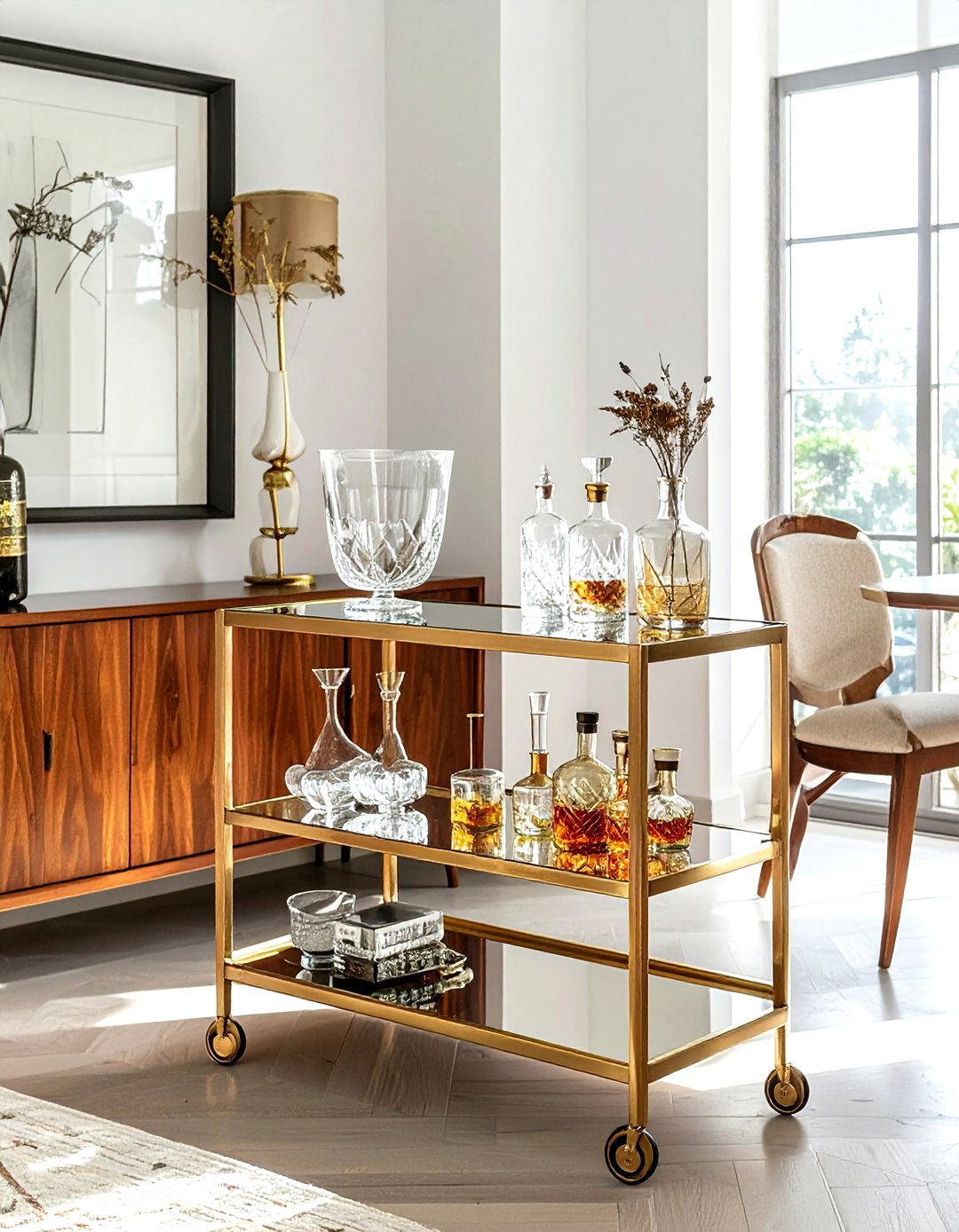 Mid century bar cart dining room - 30 vintage dining room ideas