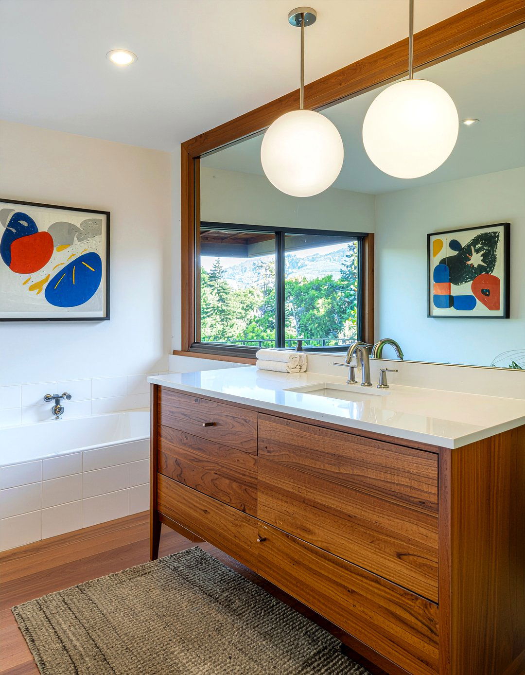 Mid century bathroom picture rail - 30 bathroom picture rail ideas