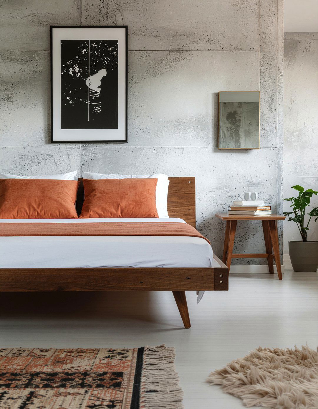 Mid century concrete bedroom - 30 concrete bedroom ideas