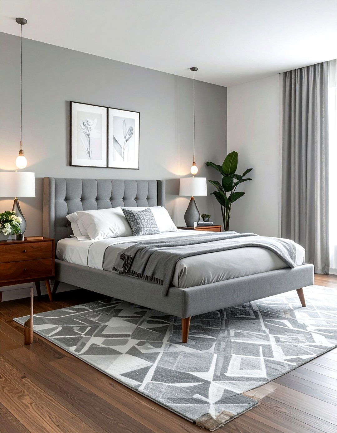 Mid century gray and white bedroom - 30 gray and white bedroom ideas