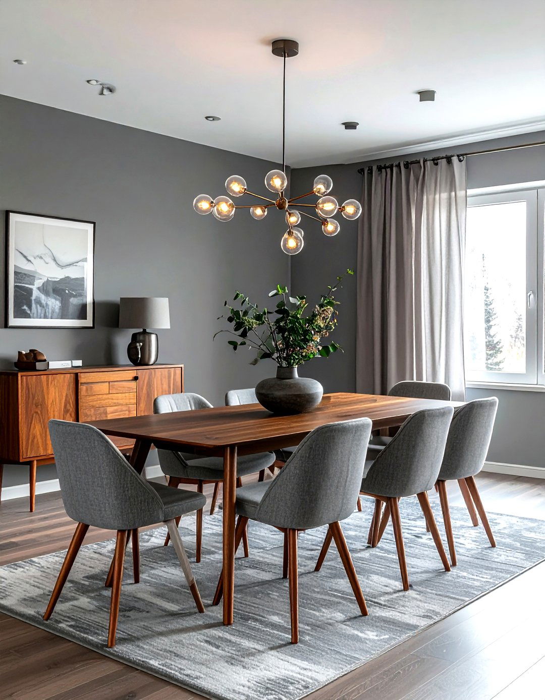 Mid century grey dining room - 30 grey dining room ideas