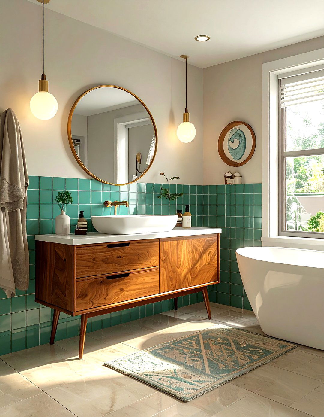 Mid century modern bathroom - 30 large bathroom ideas