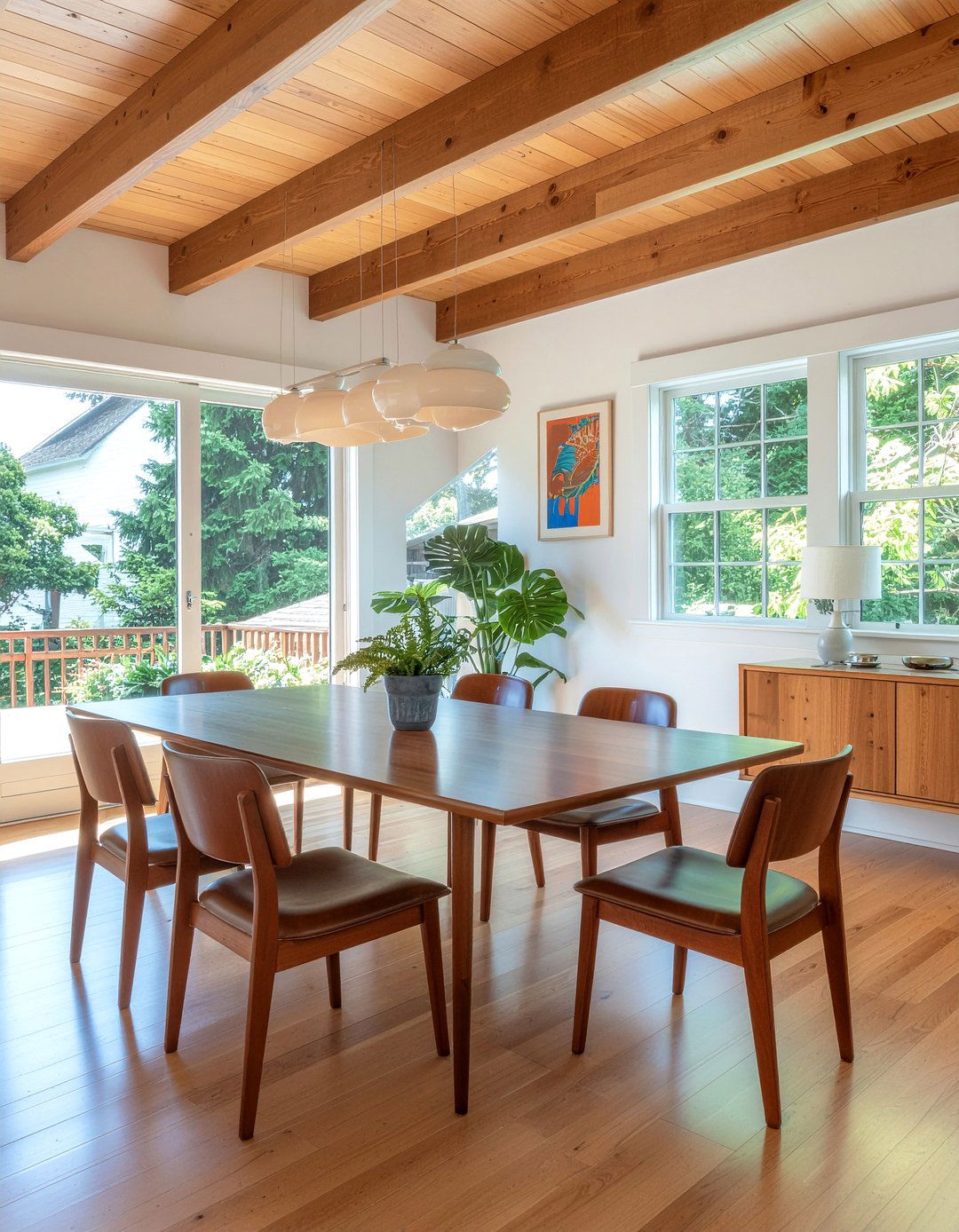 Mid century modern beams - 30 dining room beamed ceiling ideas