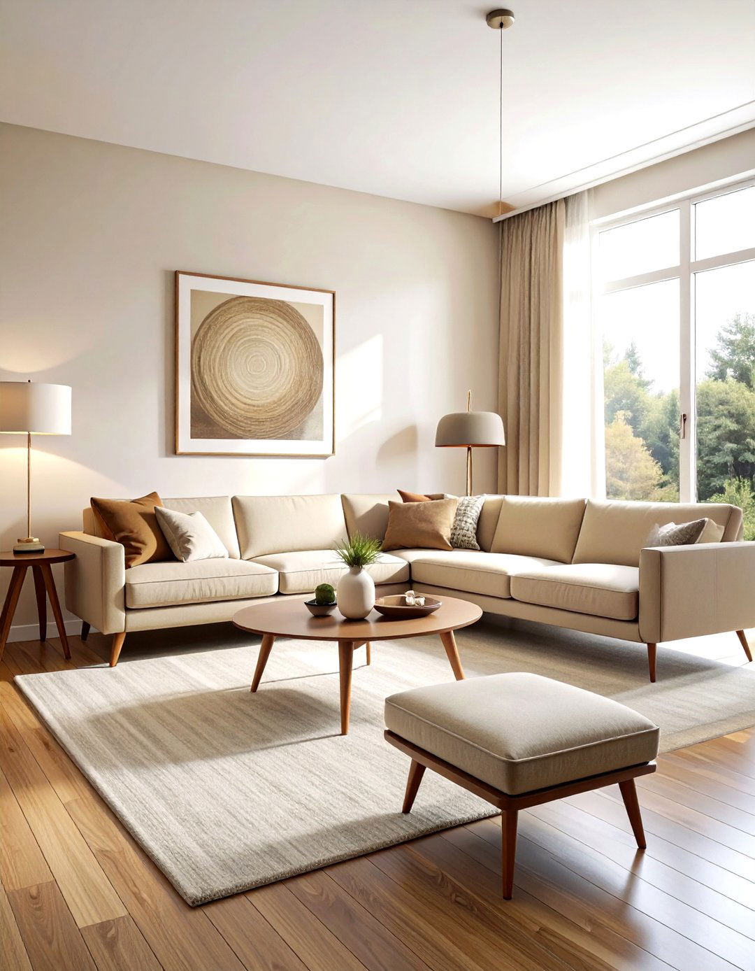 Mid century modern beige living room - 30 contemporary beige living room ideas