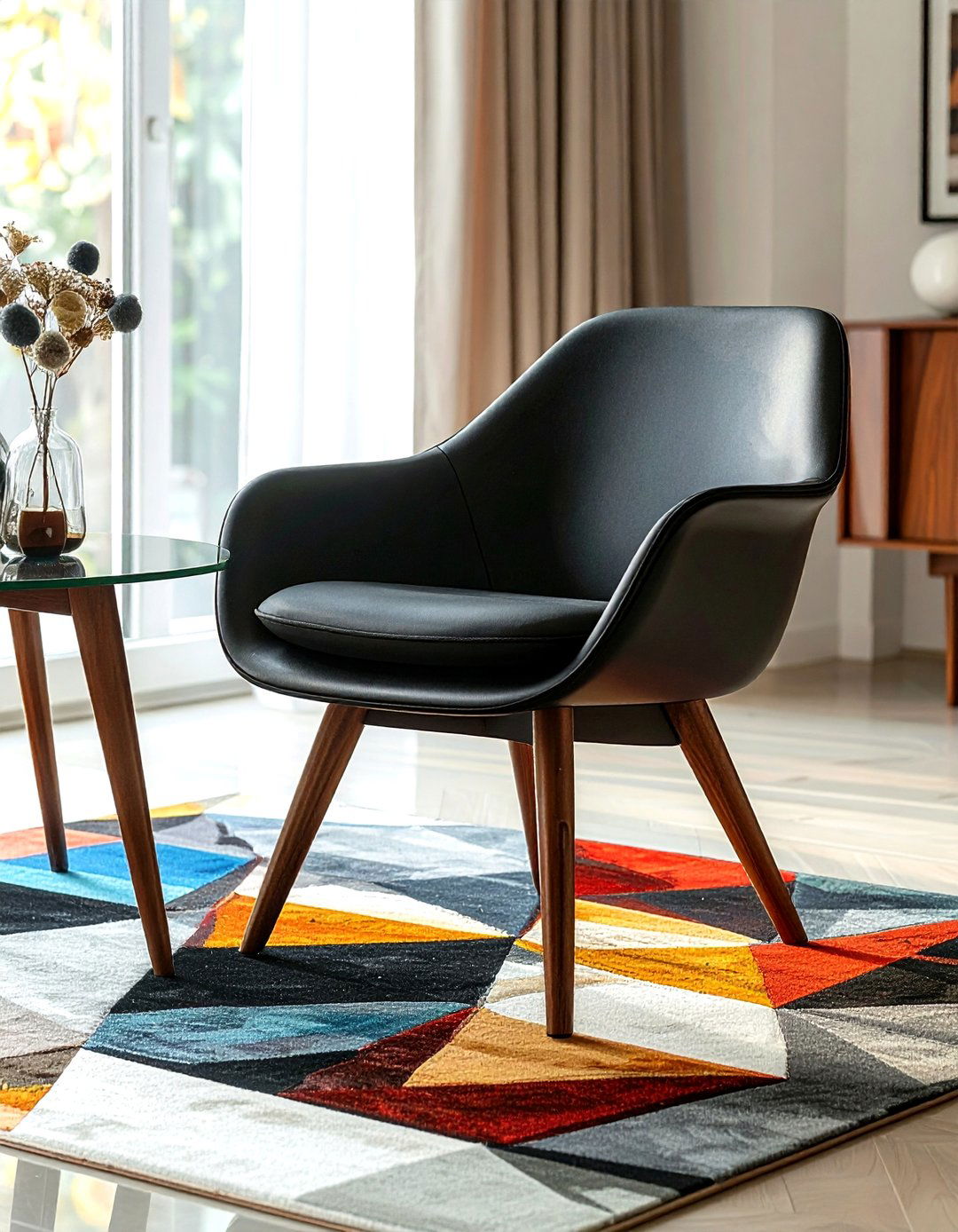 Mid century modern black chair - 30 black dining room furniture ideas