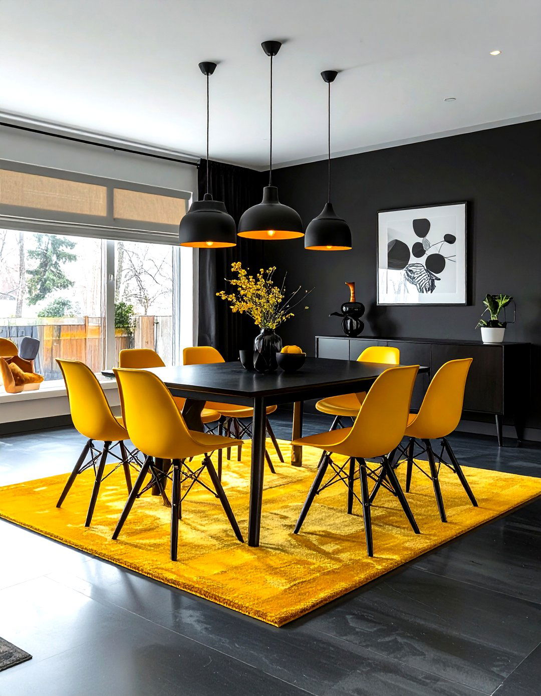 Mid century modern black dining room - 30 dark black dining room ideas