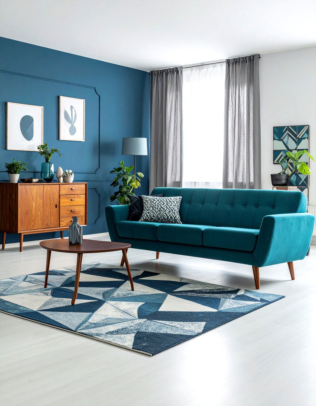 Mid century modern blue living room - 30 blue living room ideas