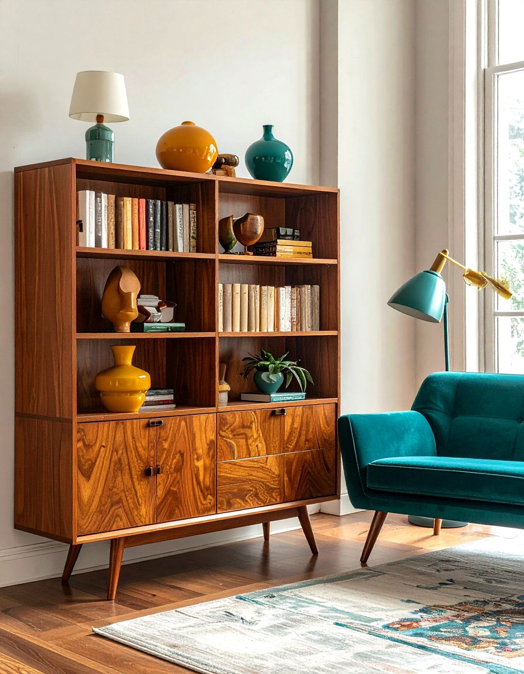 Mid century modern bookshelf - 30 bookshelf styling ideas