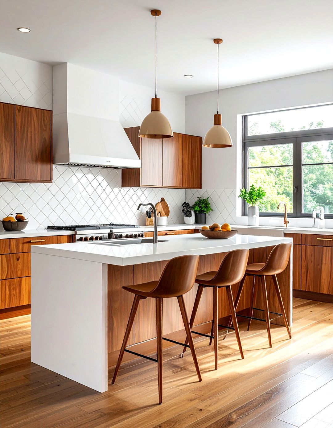 Mid century modern brown and white kitchen - 30 brown and white kitchen ideas