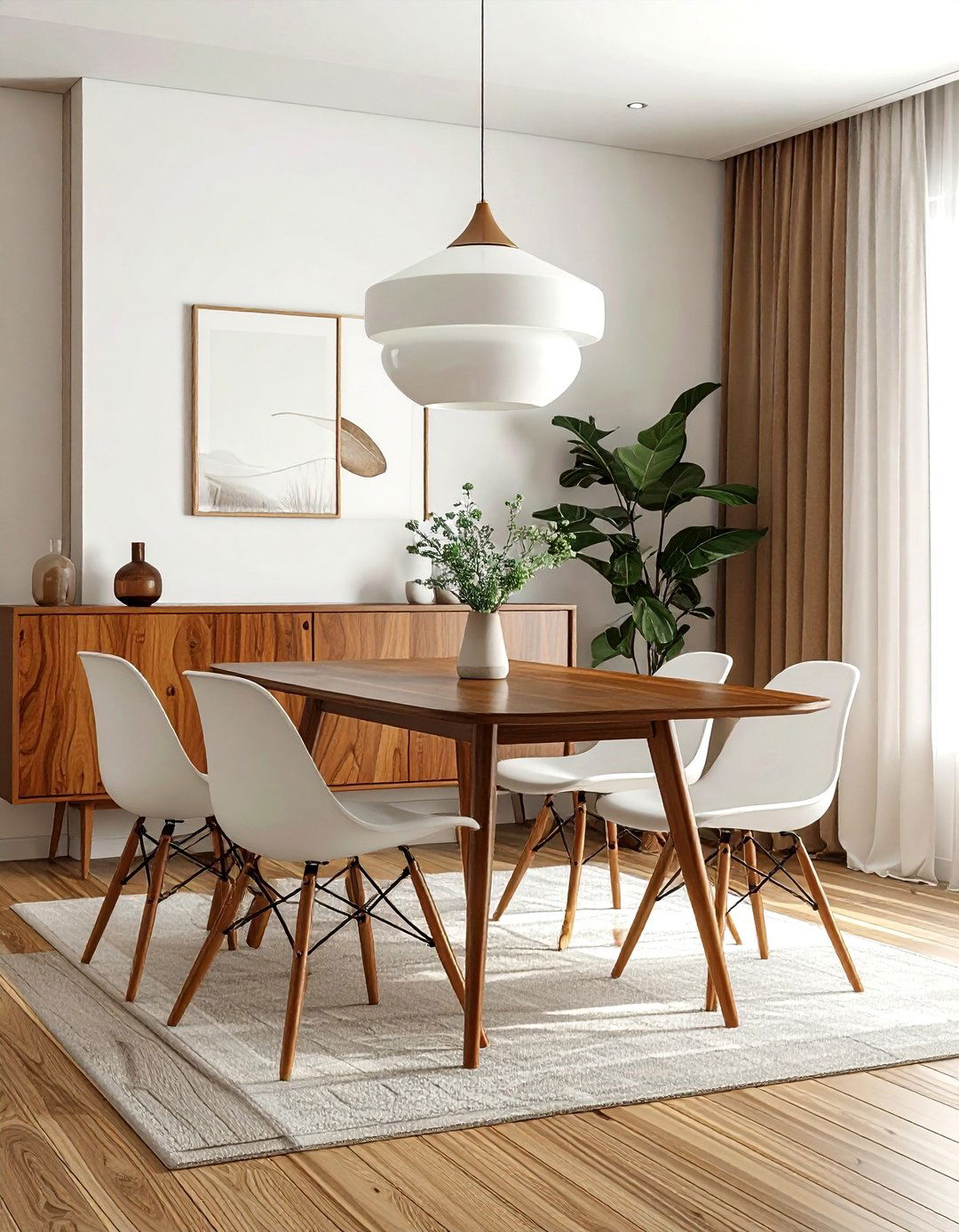 Mid century modern brown white dining - 30 brown and white dining room ideas