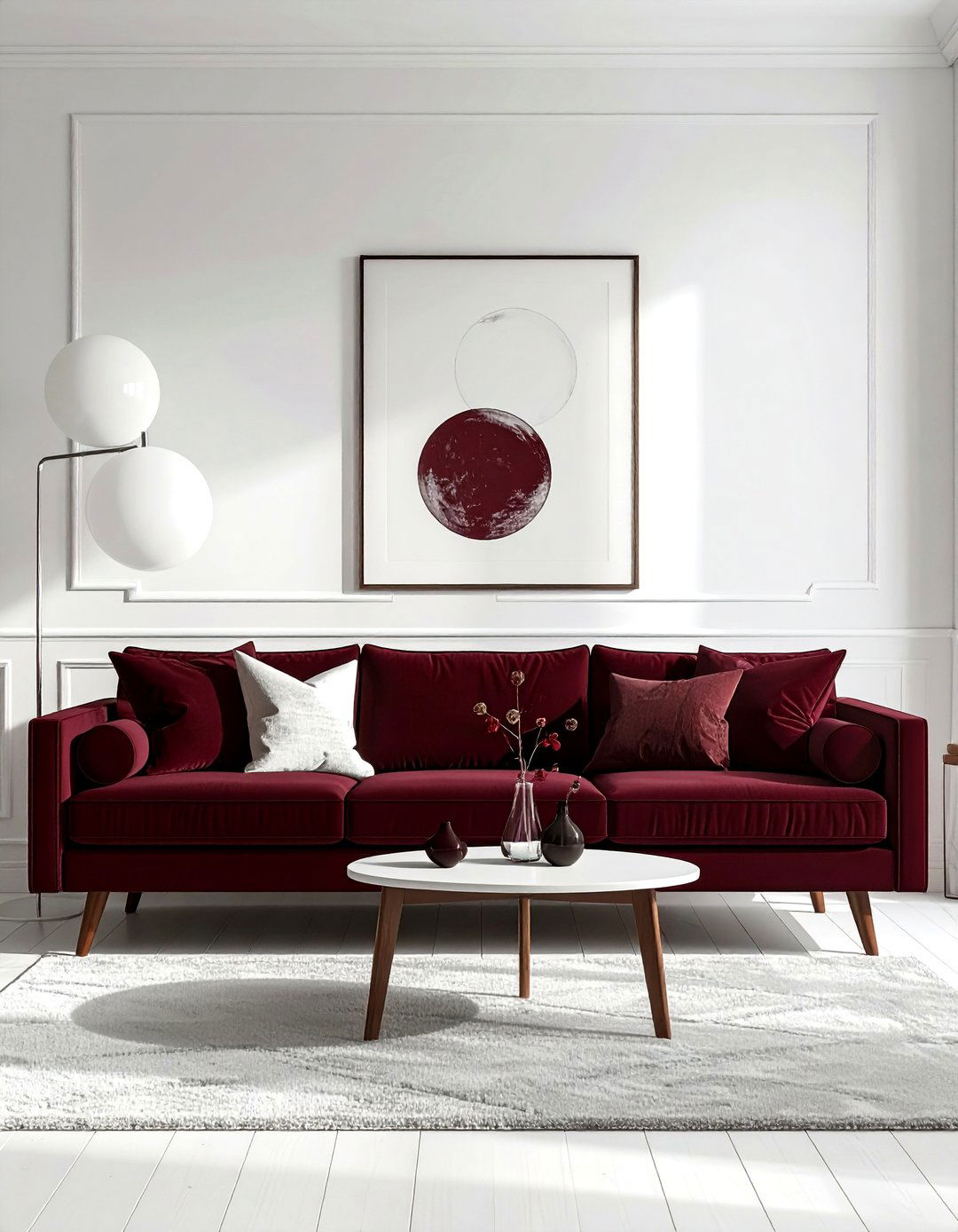 Mid century modern burgundy white - 30 burgundy and white living room ideas