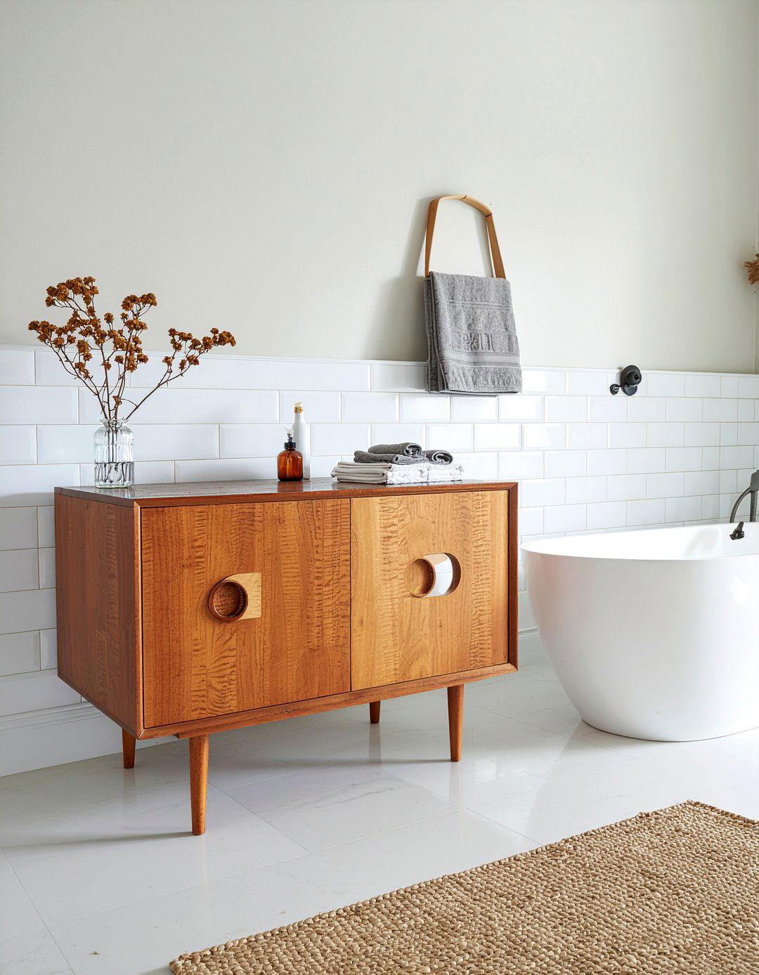 Mid century modern cabinet - 30 bathroom linen cabinet ideas