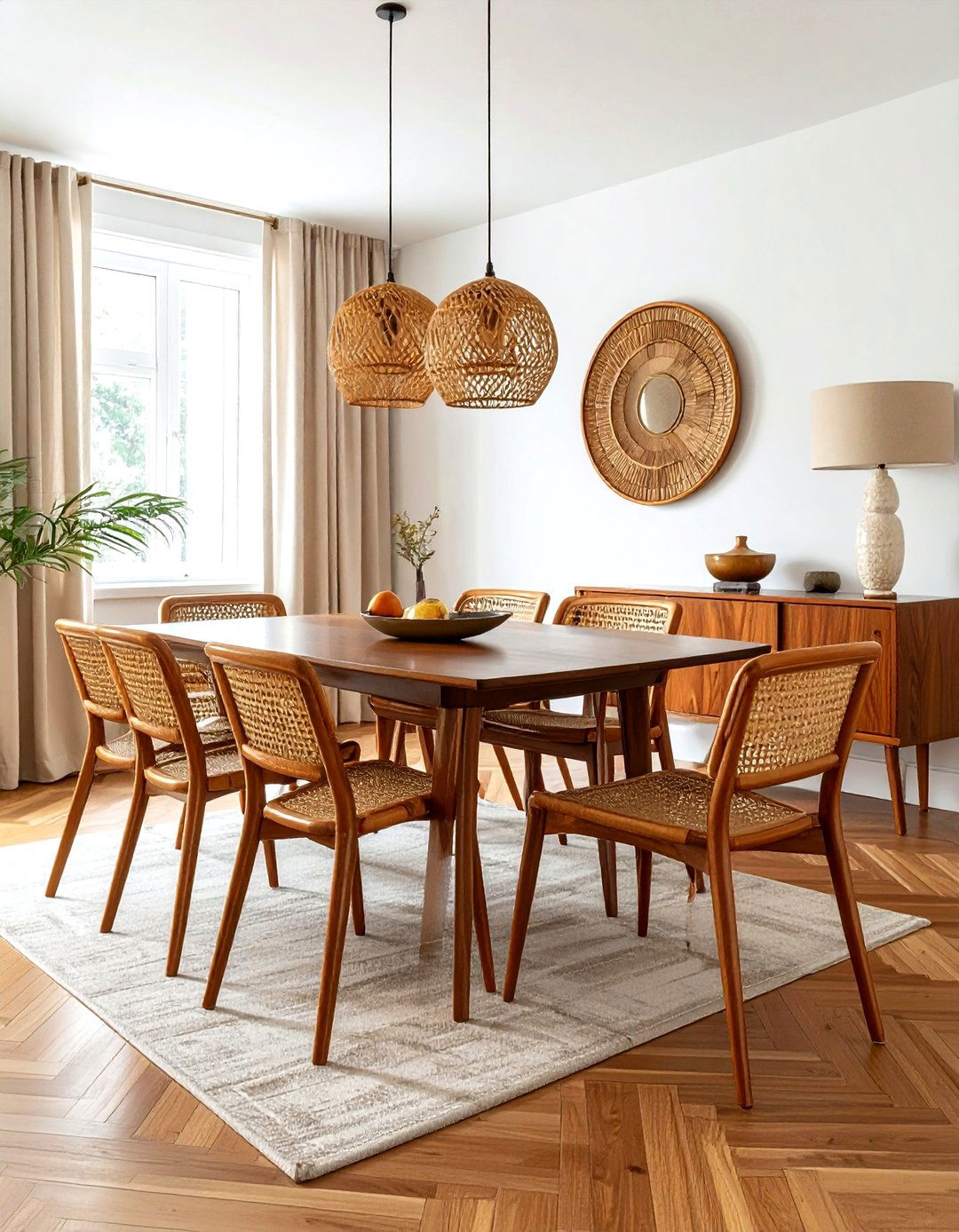 Mid century modern cane chairs - 30 cane dining room ideas