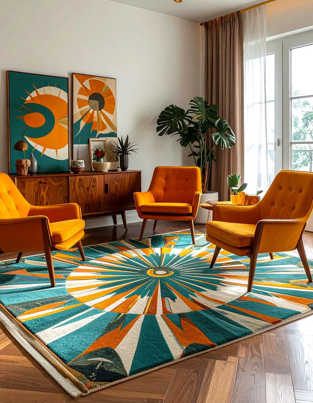 Mid century modern carpet - 30 living room carpet ideas