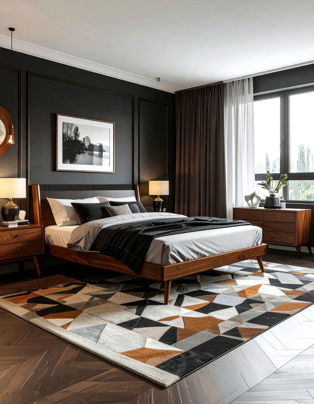 Mid century modern charcoal bedroom - 30 dark charcoal bedroom ideas