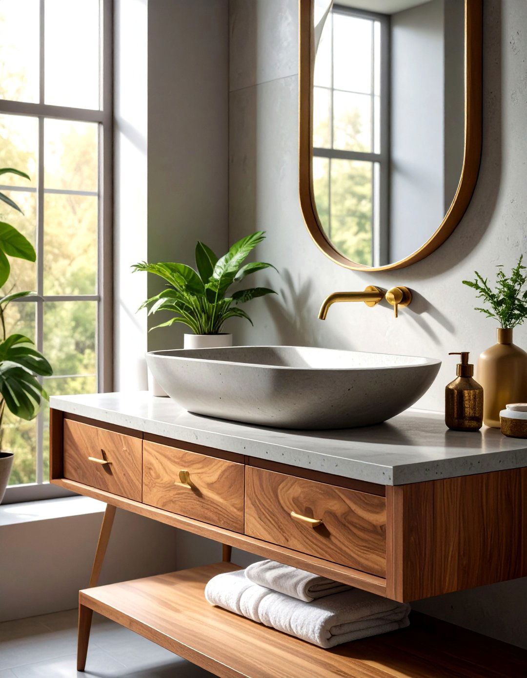 Mid century modern concrete sink - 30 concrete sink ideas