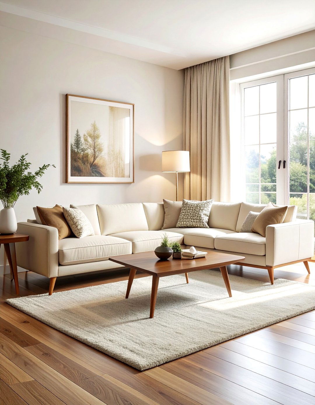 Mid century modern cream living room - 30 cream and white living room ideas