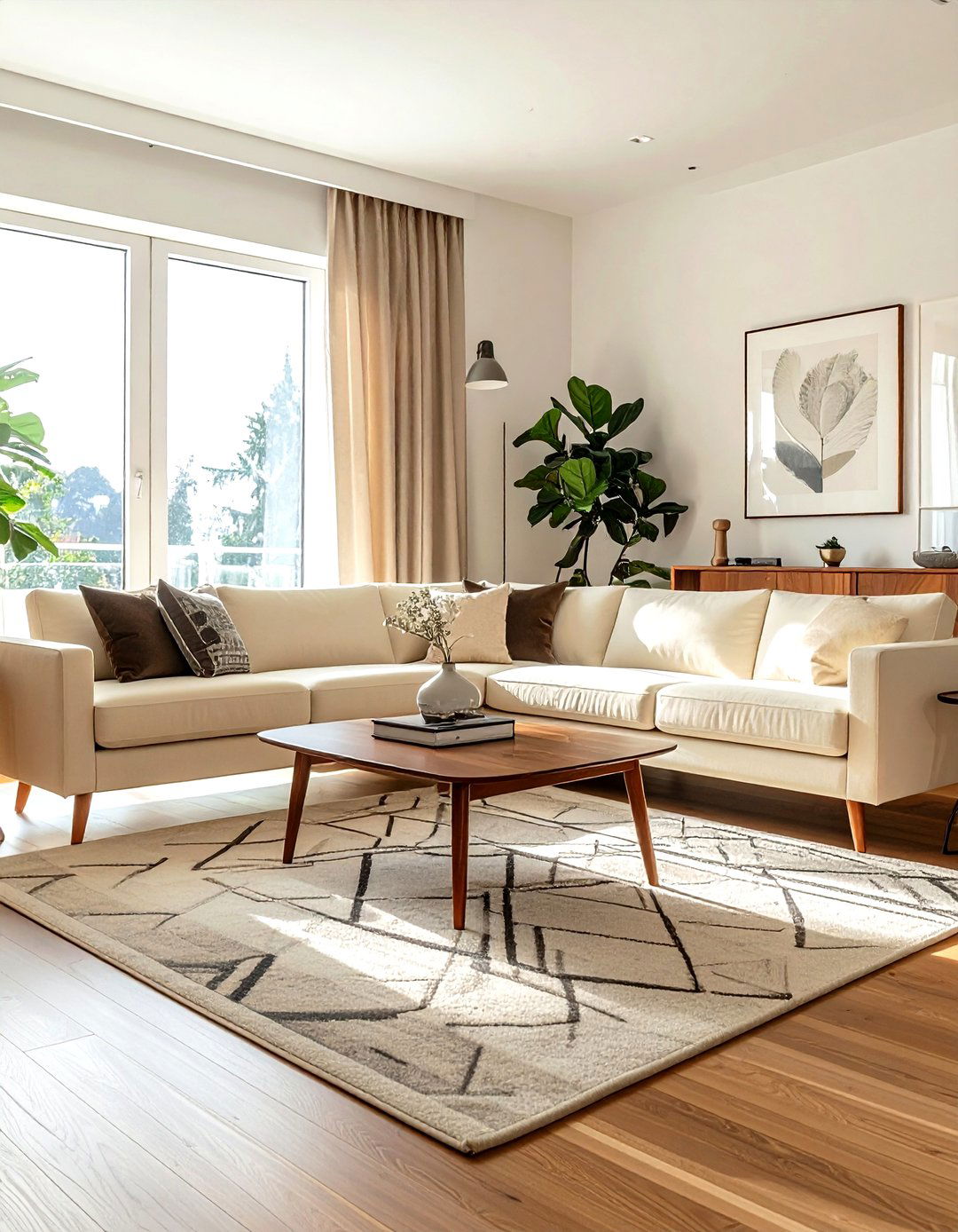 Mid century modern cream living room - 30 modern cream living room ideas