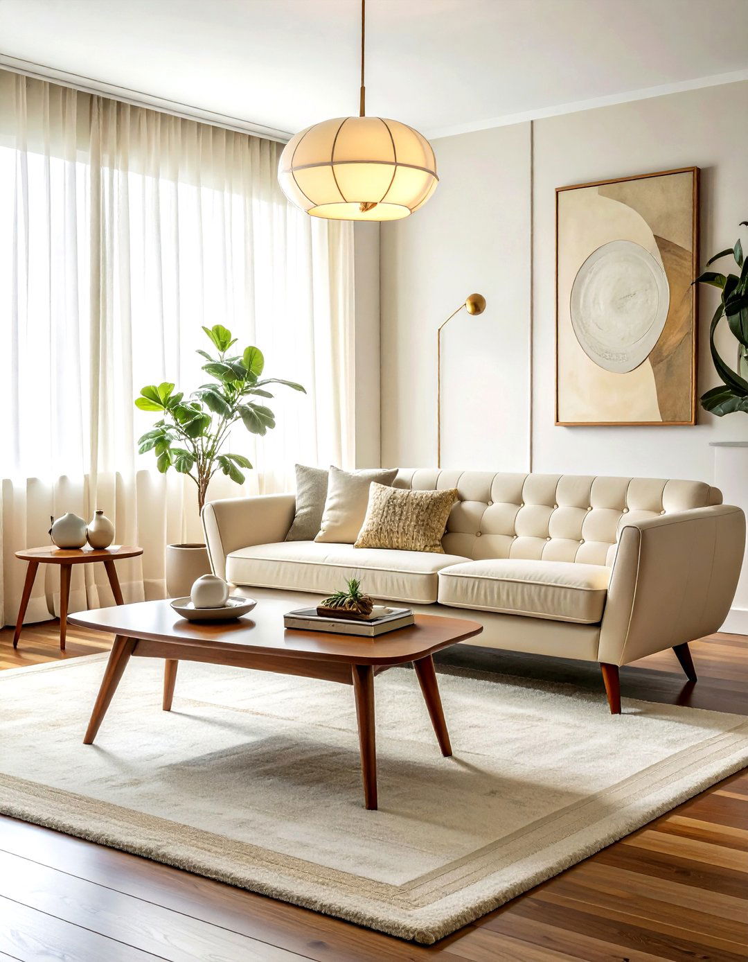 Mid century modern cream living room - 30 warm cream living room ideas