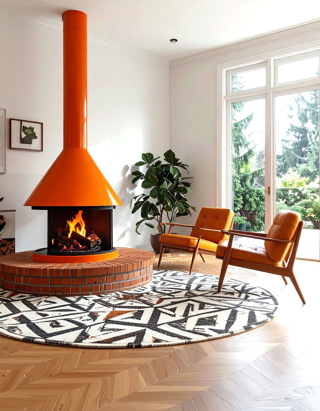 Mid century modern fireplace - 30 living room wood burning fireplace ideas
