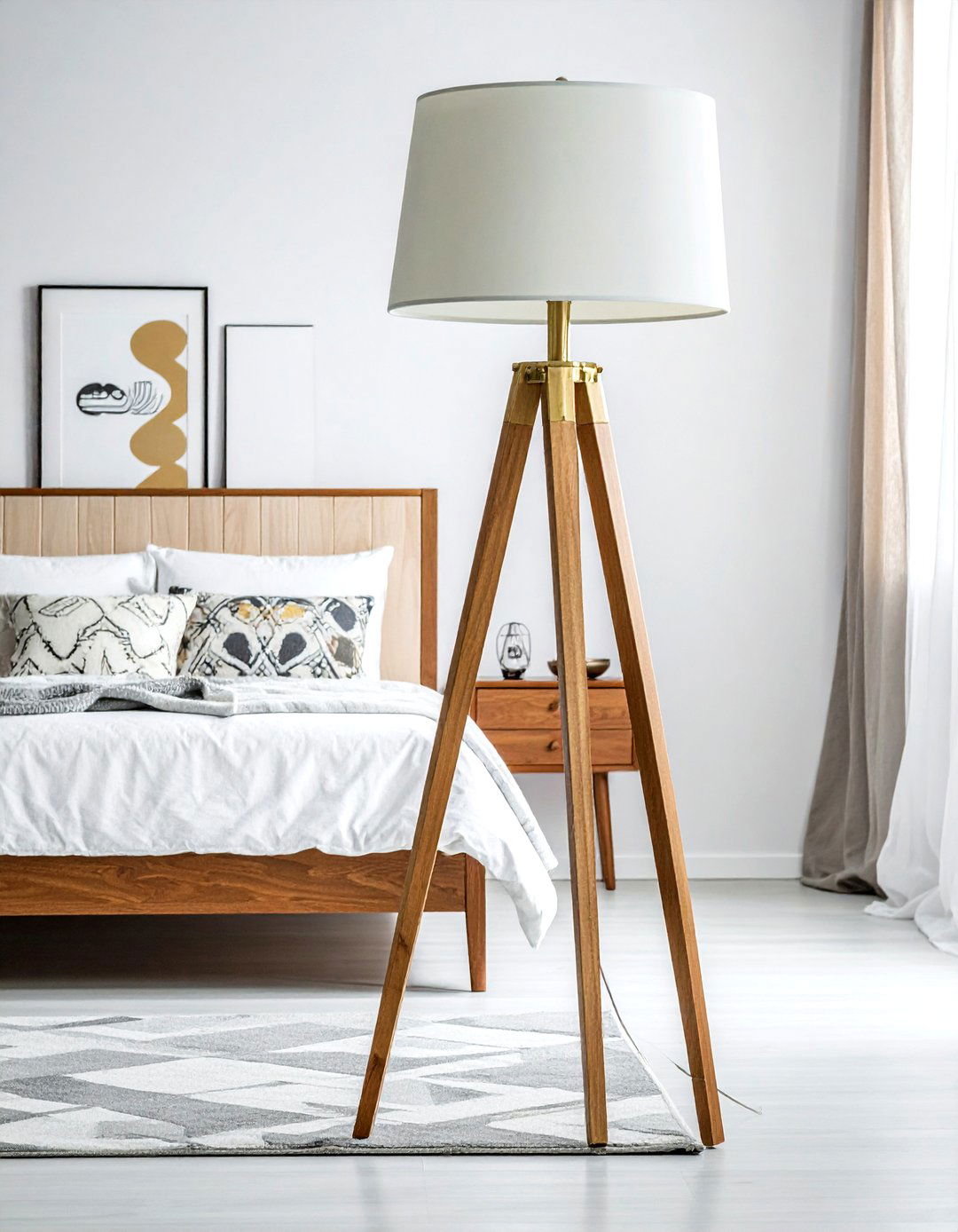 Mid century modern floor lamp - 30 bedroom layered lighting ideas