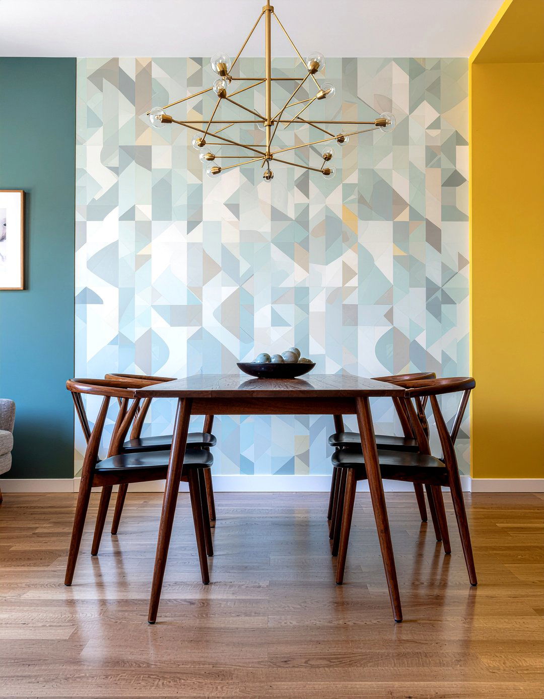 Mid century modern geometric wallpaper - 30 geometric wallpaper dining room ideas