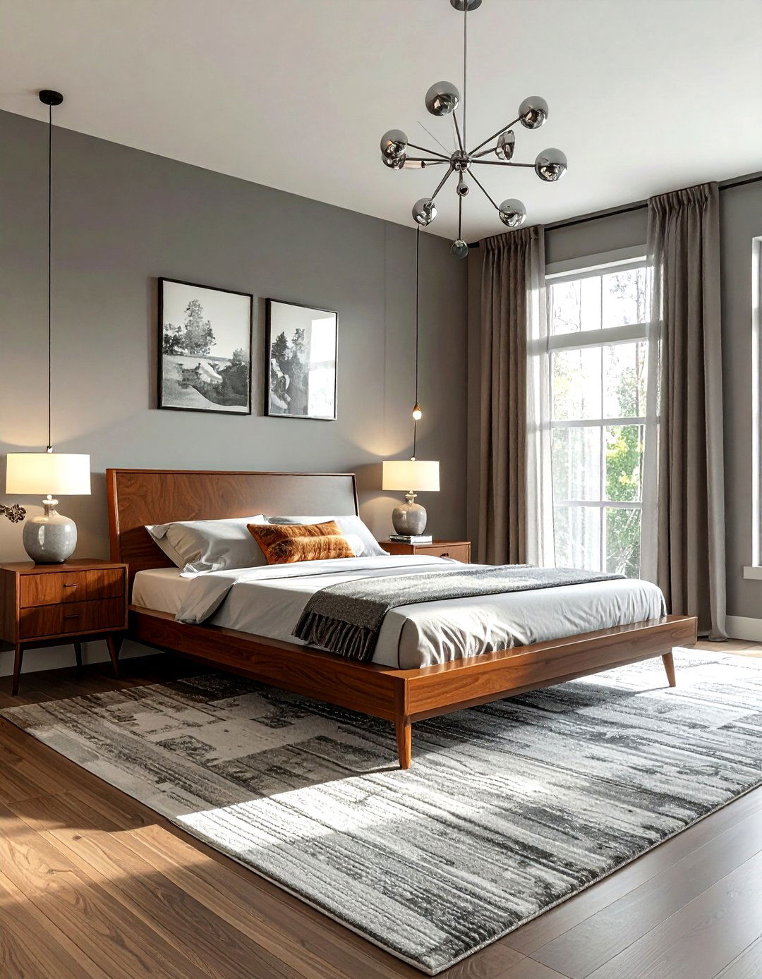 Mid century modern gray bedroom - 30 gray bedroom decor ideas