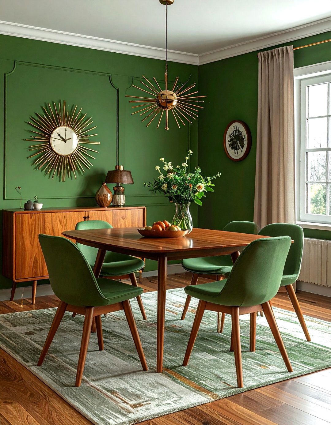 Mid century modern green dining room - 30 green dining room decor ideas