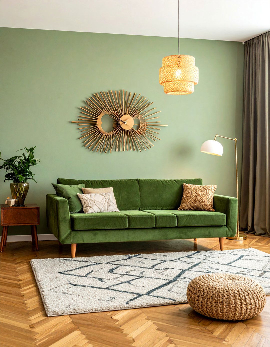 Mid century modern green living room - 30 contemporary green living room ideas