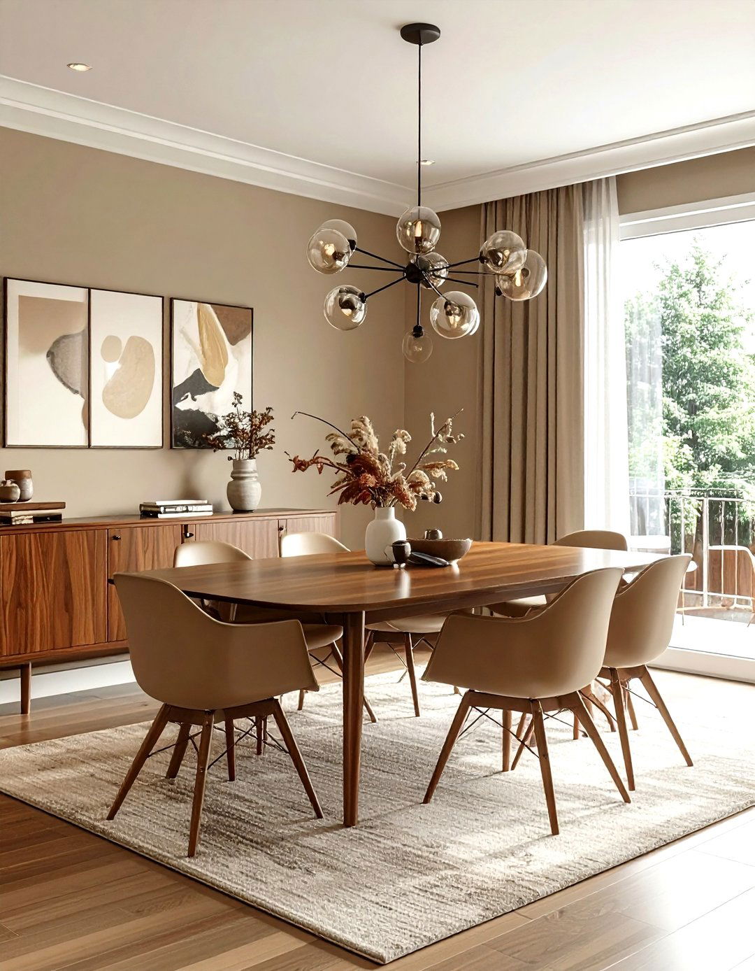 Mid century modern greige dining room - 30 greige dining room ideas