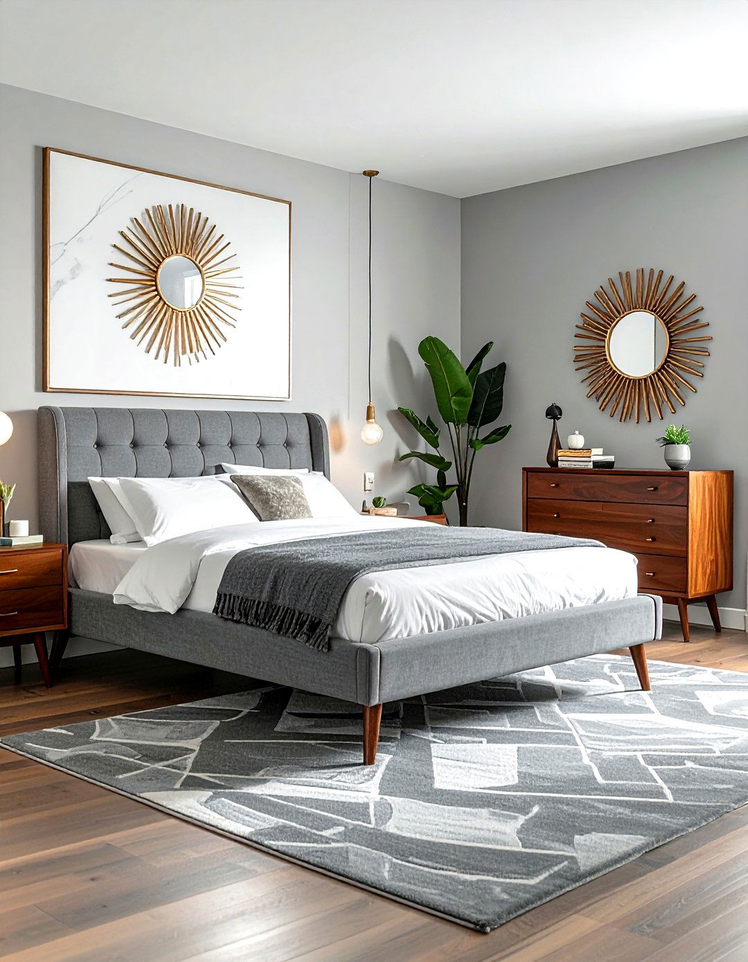 Mid century modern grey bedroom - 30 modern grey bedroom ideas