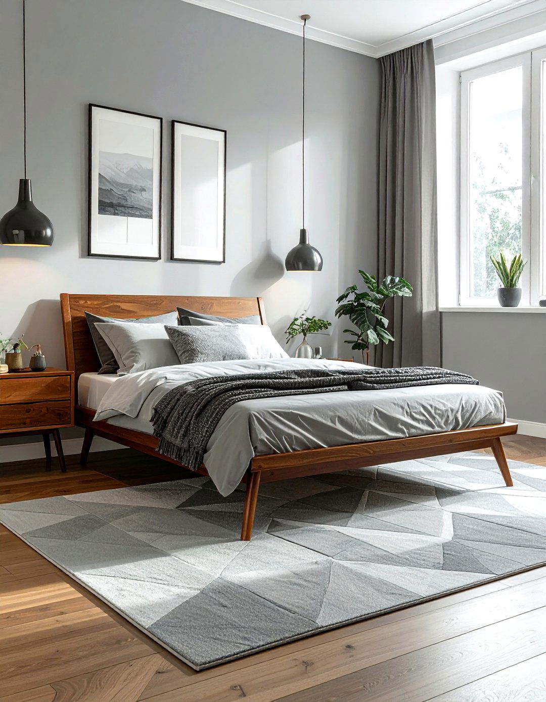 Mid century modern grey bedroom - 30 contemporary grey bedroom ideas