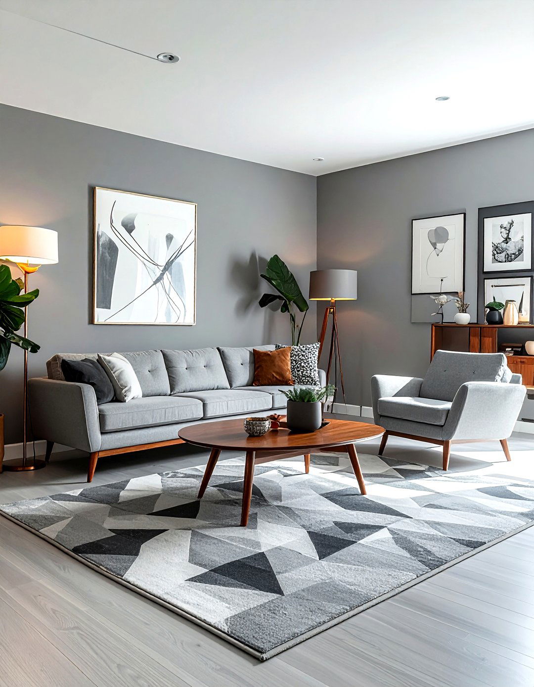 Mid century modern grey living room - 30 grey living room ideas