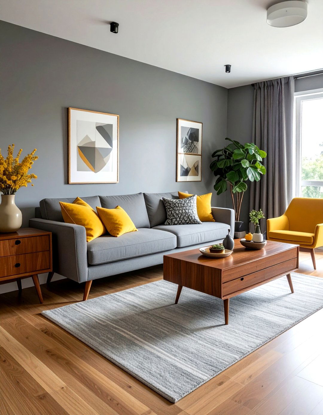 Mid century modern grey living room - 30 contemporary grey living room ideas