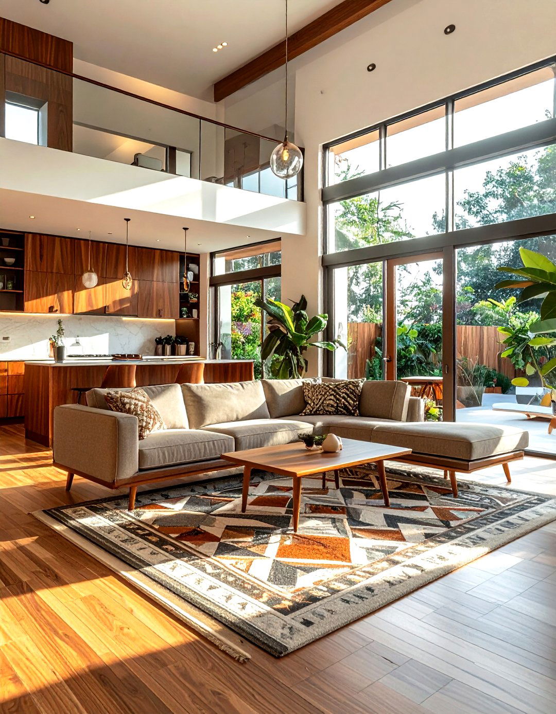 Mid century modern kitchen living room - 30 kitchen living room combo ideas