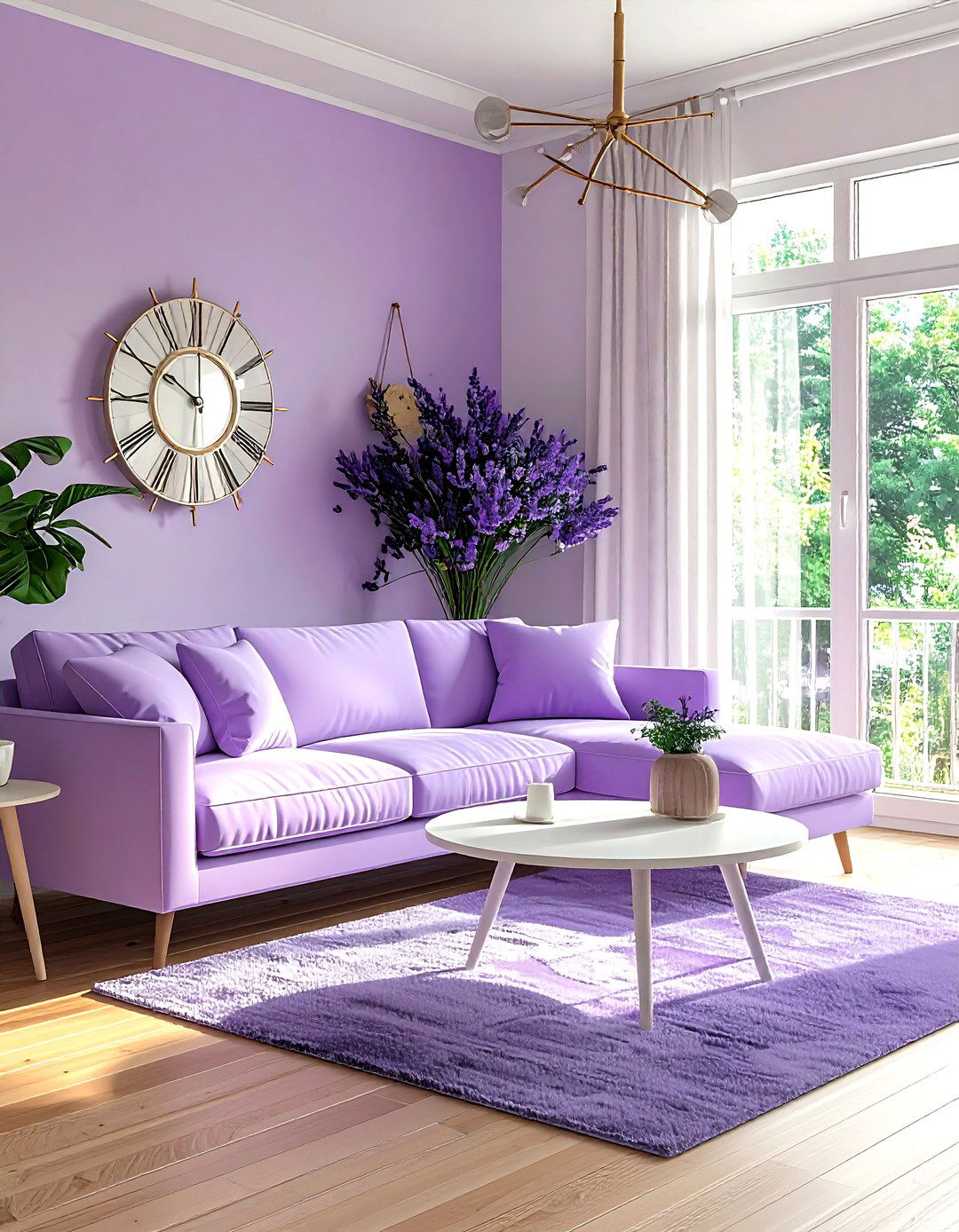 Mid century modern lavender - 30 lavender and white living room ideas