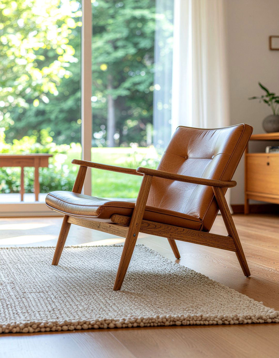 Mid century modern lounge chair - 30 Scandinavian minimalist living room ideas