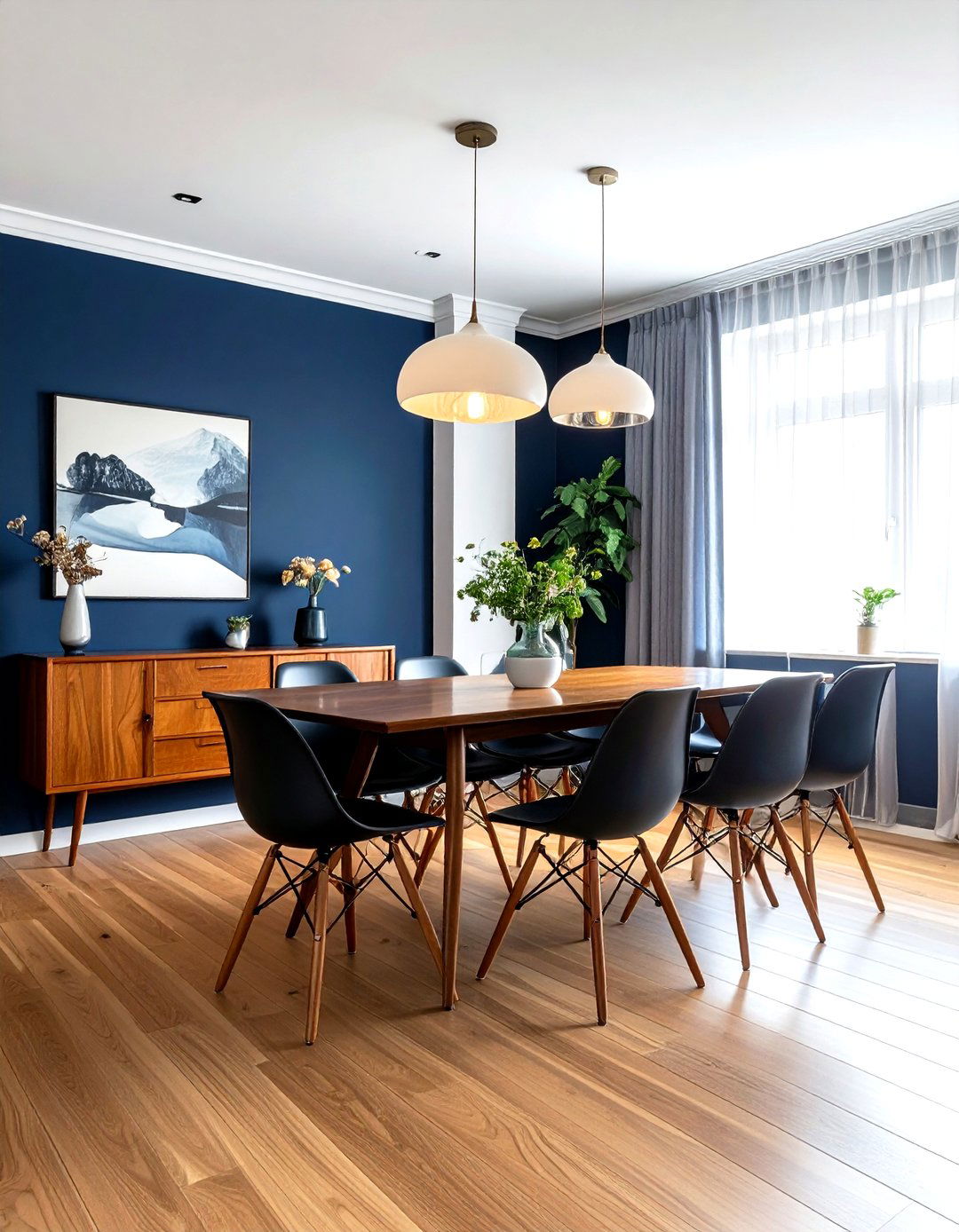 Mid century modern navy dining room - 30 navy dining room design ideas