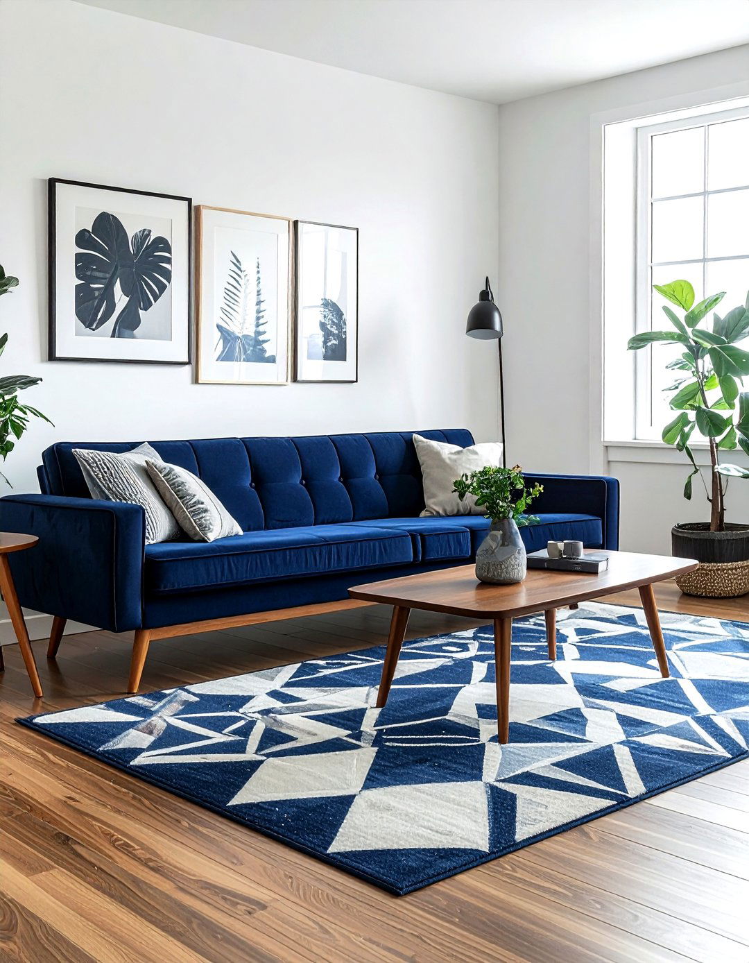 Mid century modern navy living room - 30 contemporary navy living room ideas