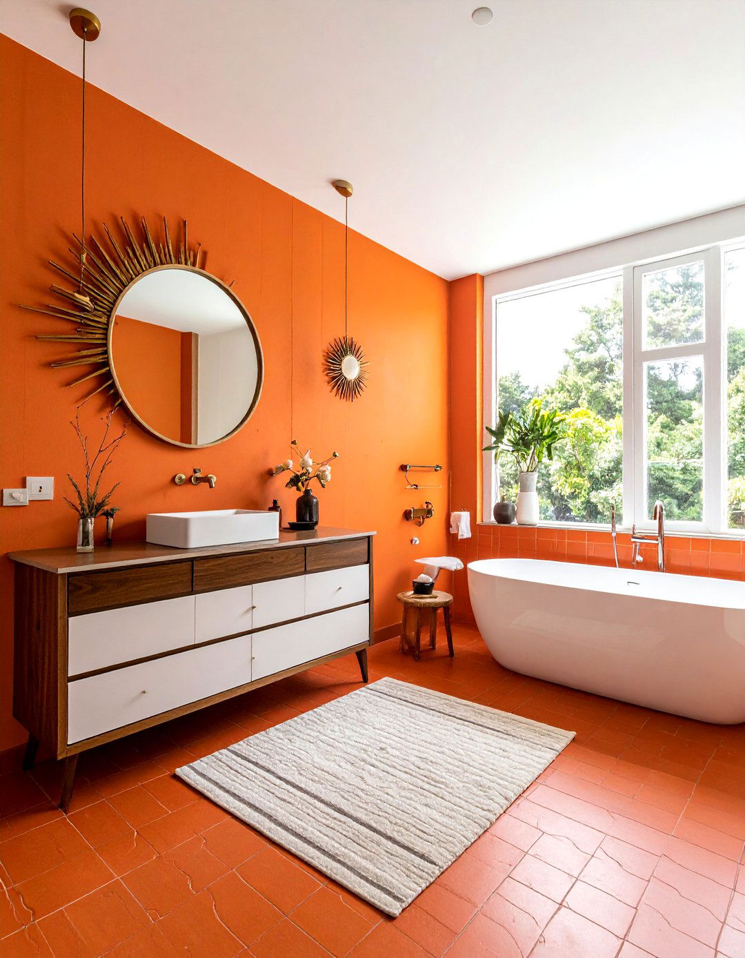 Mid century modern orange bathroom - 30 burnt orange bathroom ideas