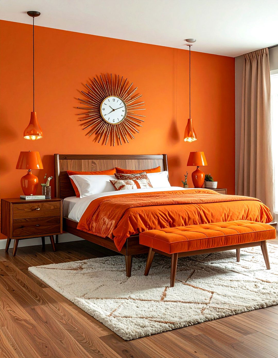 Mid century modern orange bedroom - 30 orange bedroom ideas