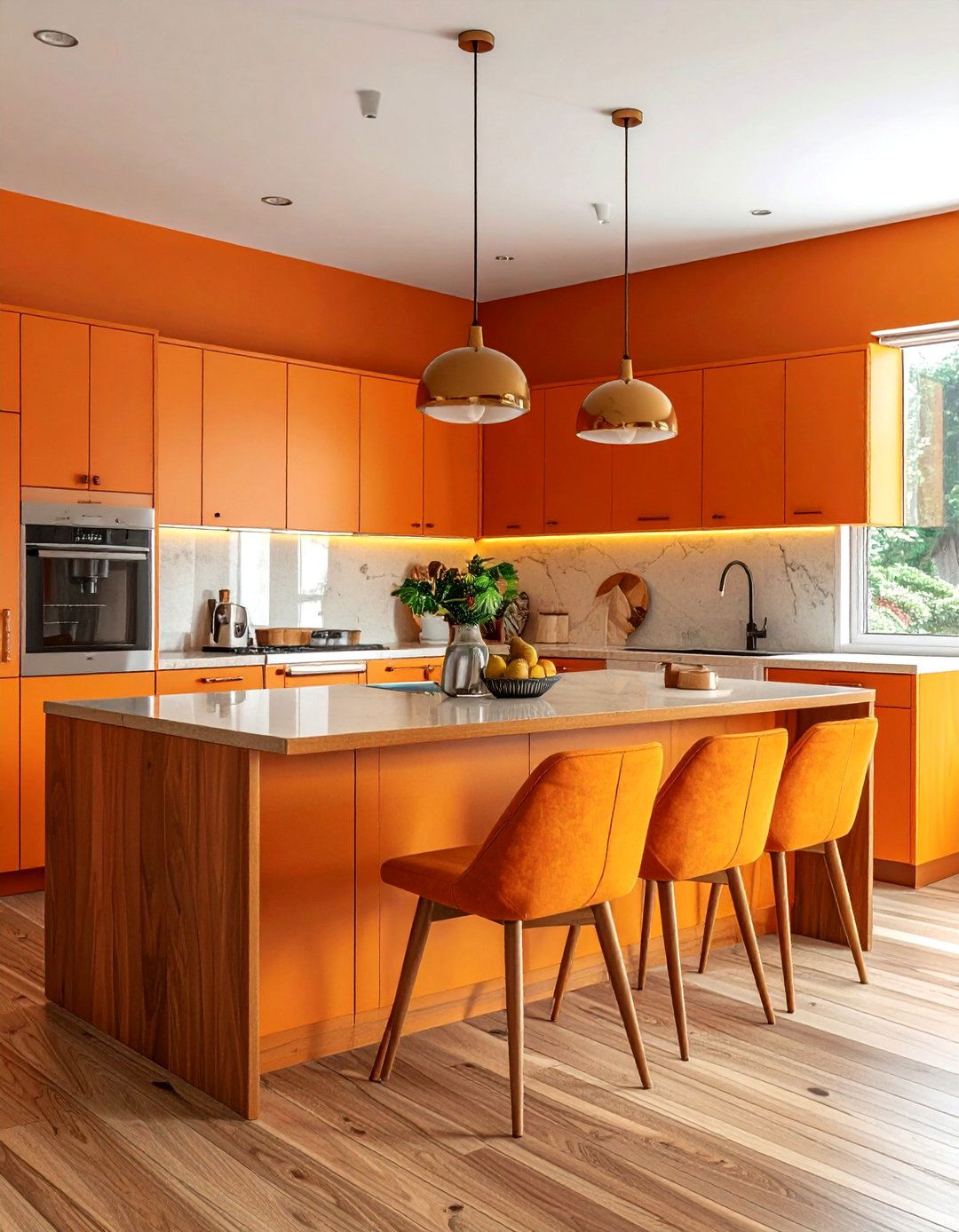 Mid century modern orange kitchen - 30 orange kitchen decor ideas