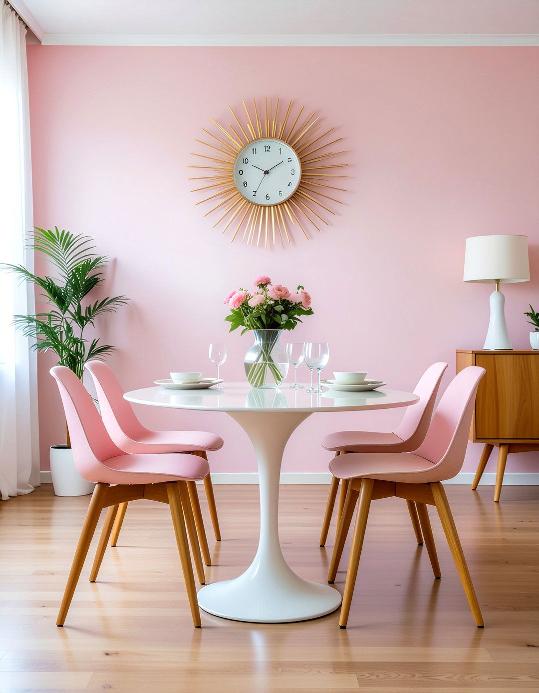 Mid century modern pink dining room - 30 blush pink dining room ideas