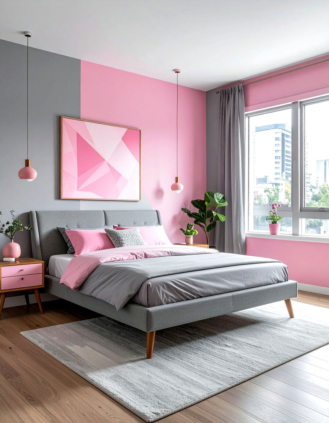 Mid century modern pink gray bedroom - 30 pink gray bedroom ideas