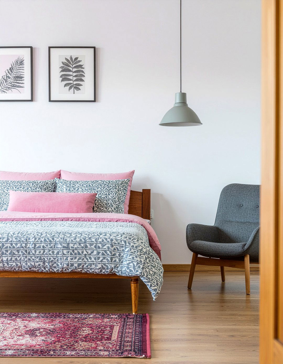 Mid century modern pink gray bedroom - 30 pink and gray bedroom ideas