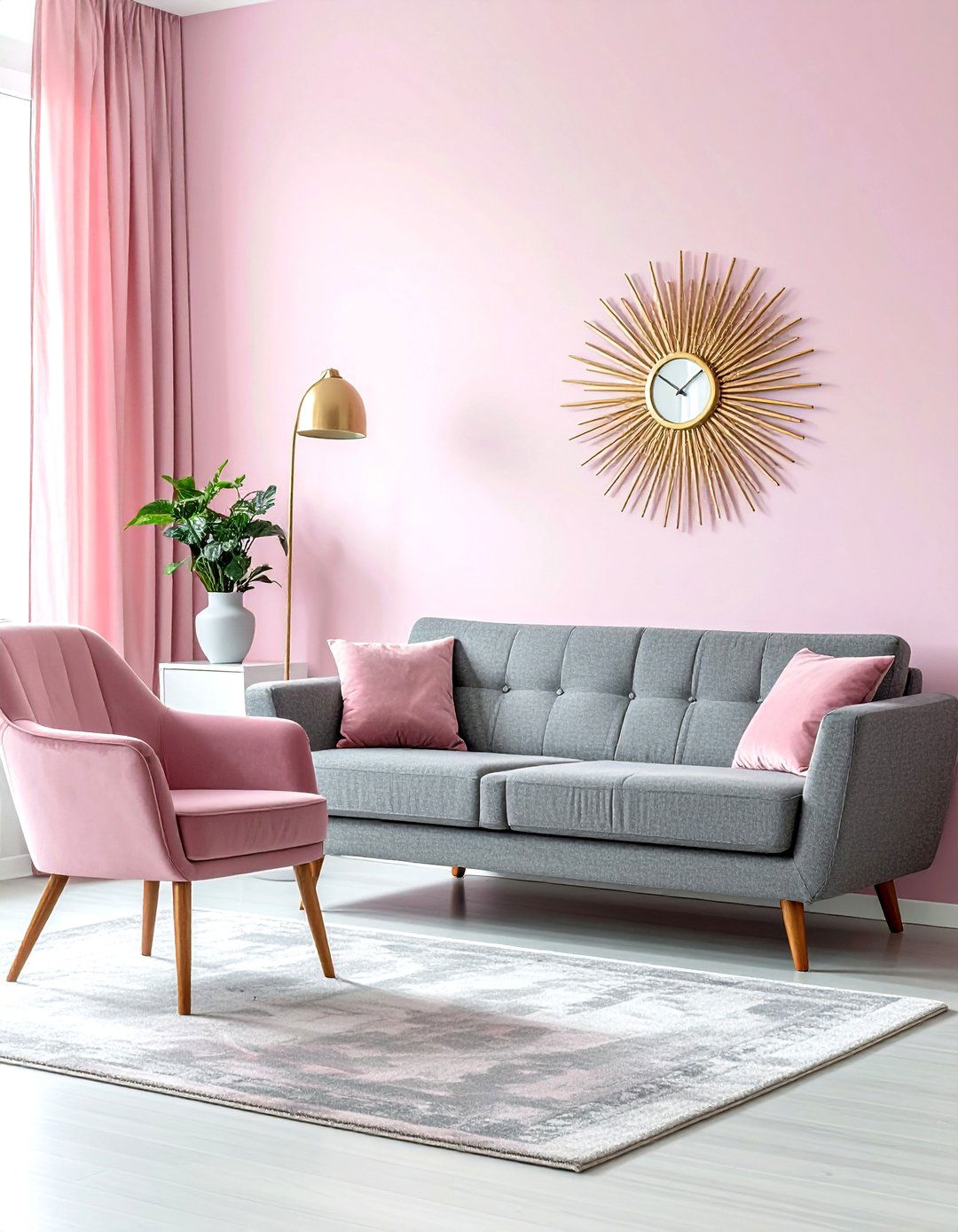 Mid century modern pink gray living room - 30 pink gray living room ideas