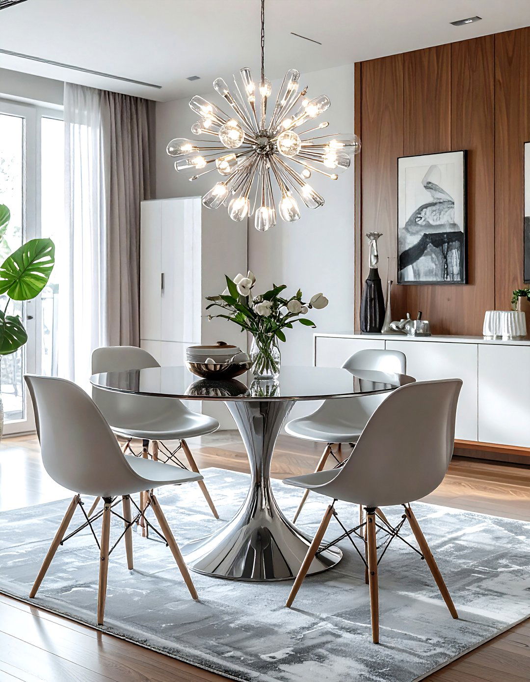 Mid century modern silver dining room - 30 silver accent dining room ideas