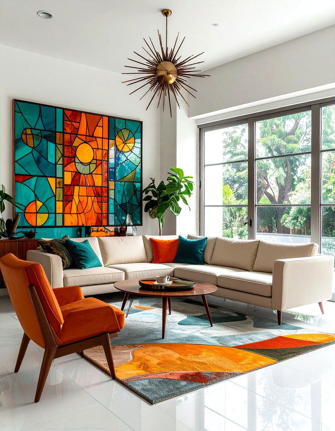 Mid century modern stained glass - 30 living room stained glass ideas