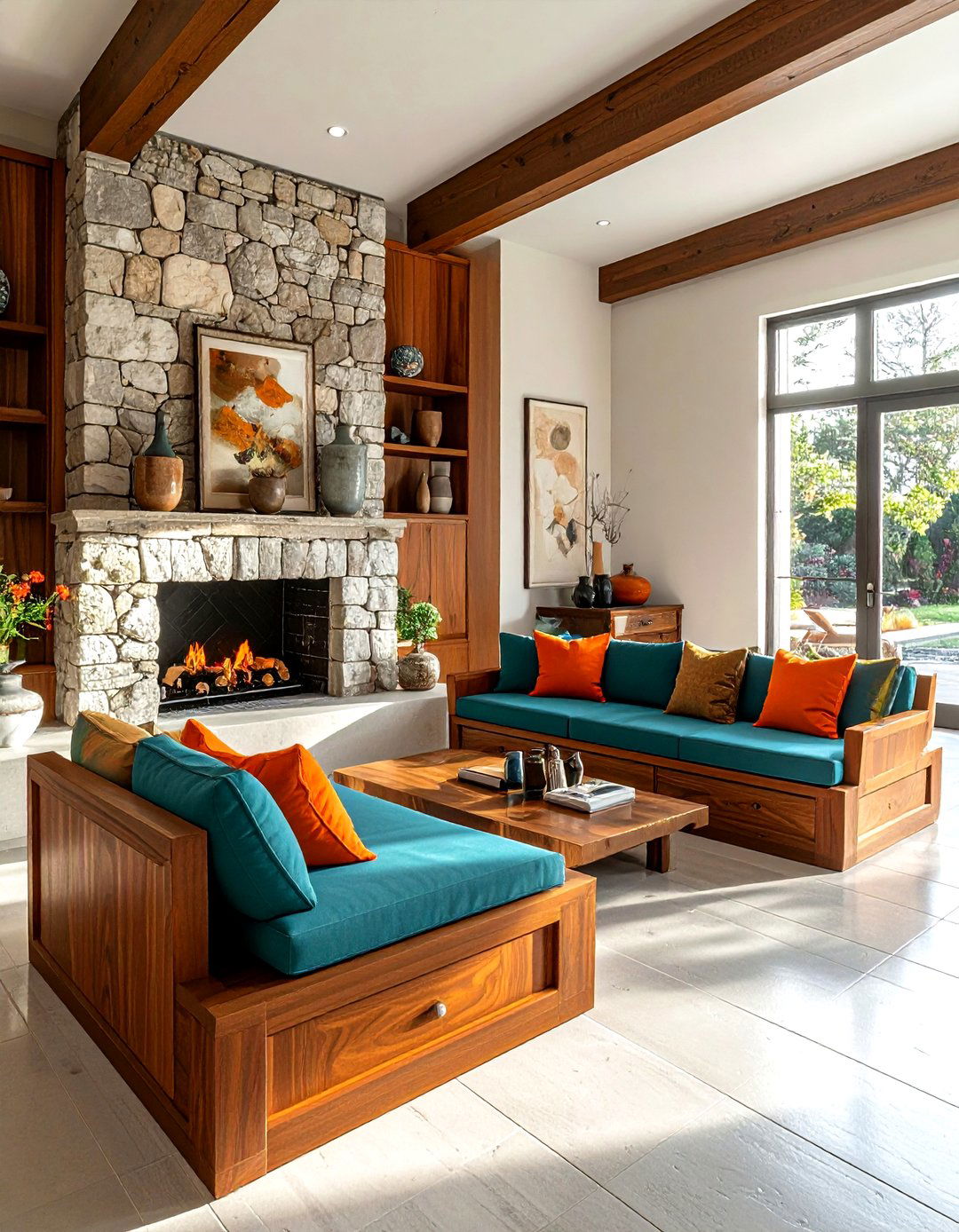 Mid century modern sunken seating - 30 living room sunken seating ideas