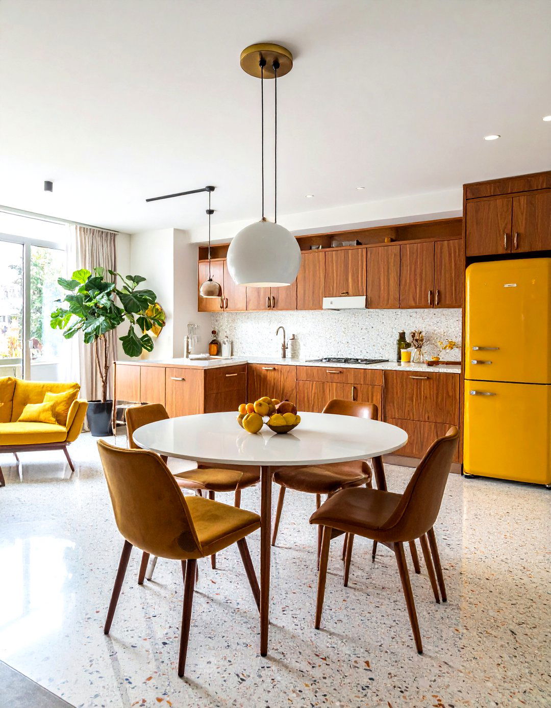 Mid century modern terrazzo kitchen - 30 terrazzo floor kitchen ideas